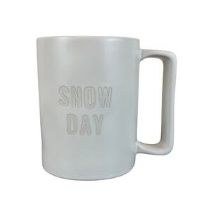 Santa Barbara Design Studio White "SNOW DAY" Engraved Stoneware Mug 4.5" Tall